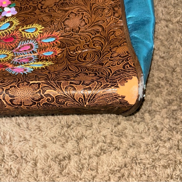 Consuela Tooled Leather Tote Bag Lightly Damaged - Picture 3 of 5